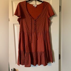 Patrons of peace dress orange with blue details